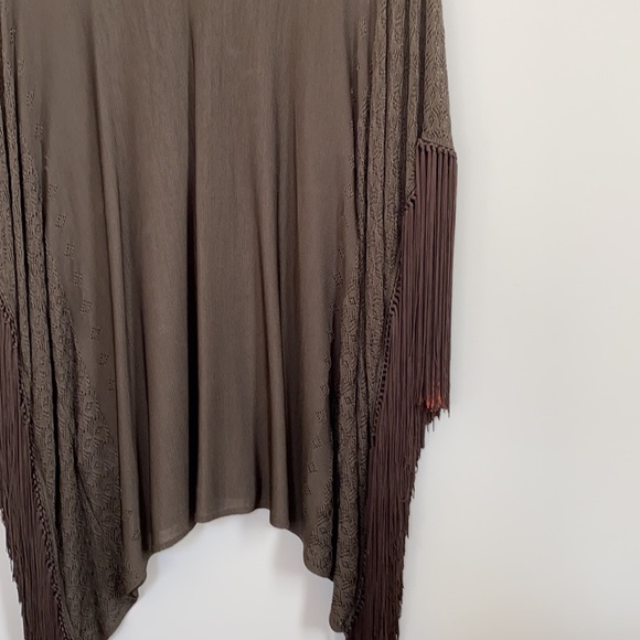RACHEL ZOE Izzy Fringe Poncho Blouse - Army Green - Picture 13 of 13